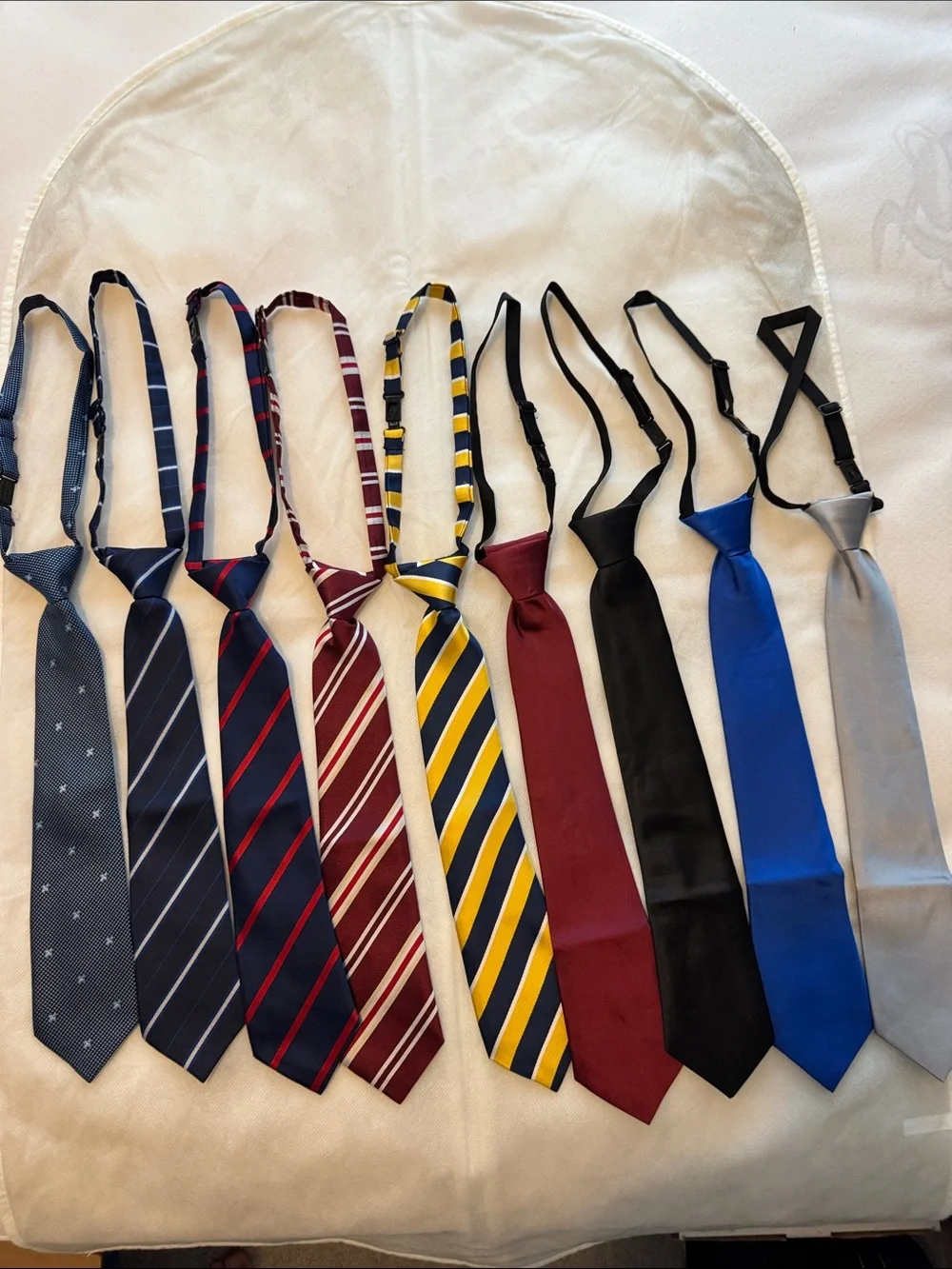 Kids Adjustable Clip-On Ties - Assorted Blue, Red, Yellow, Black, Gray, Maroon